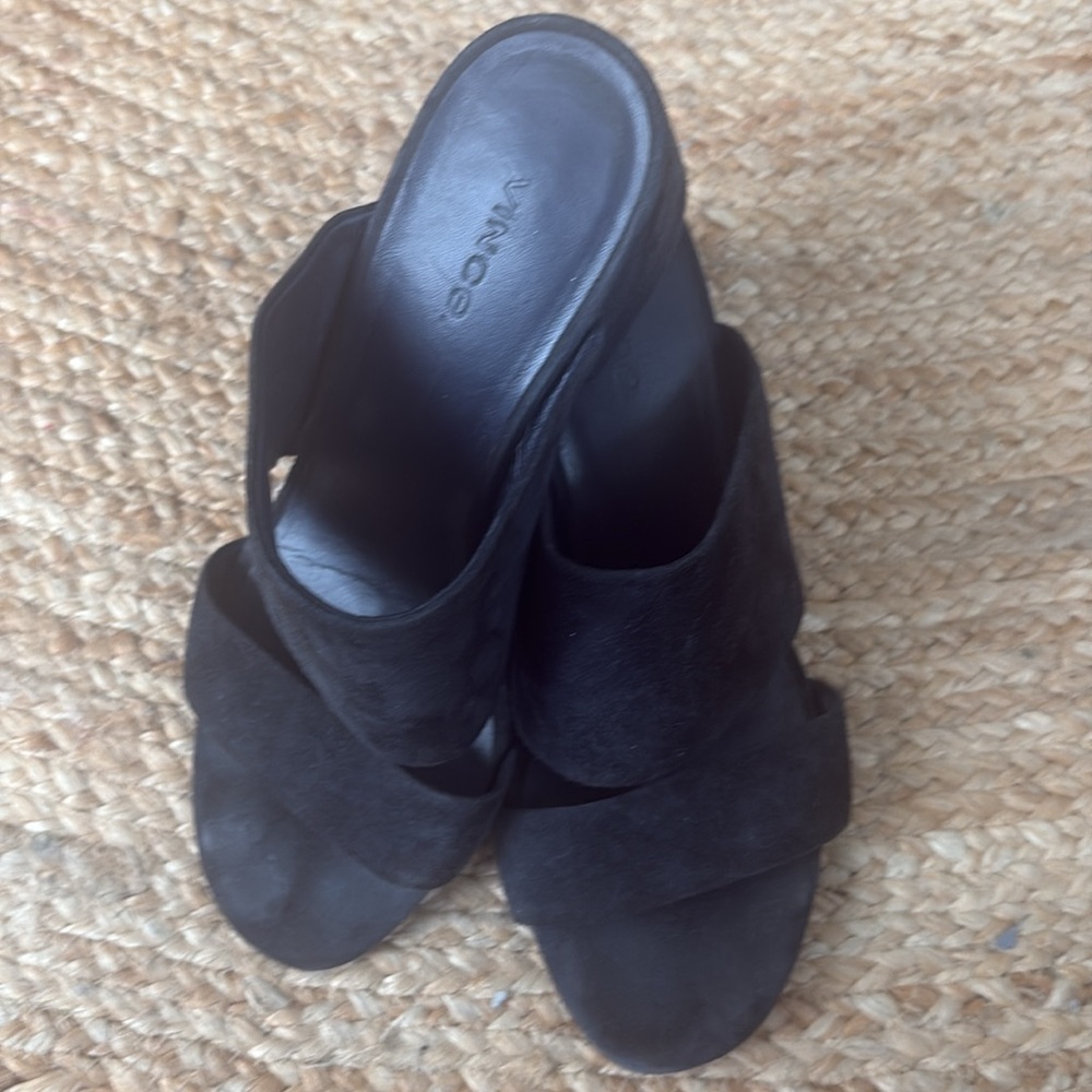 VINCE Mules with double strap design, navy blue size 8